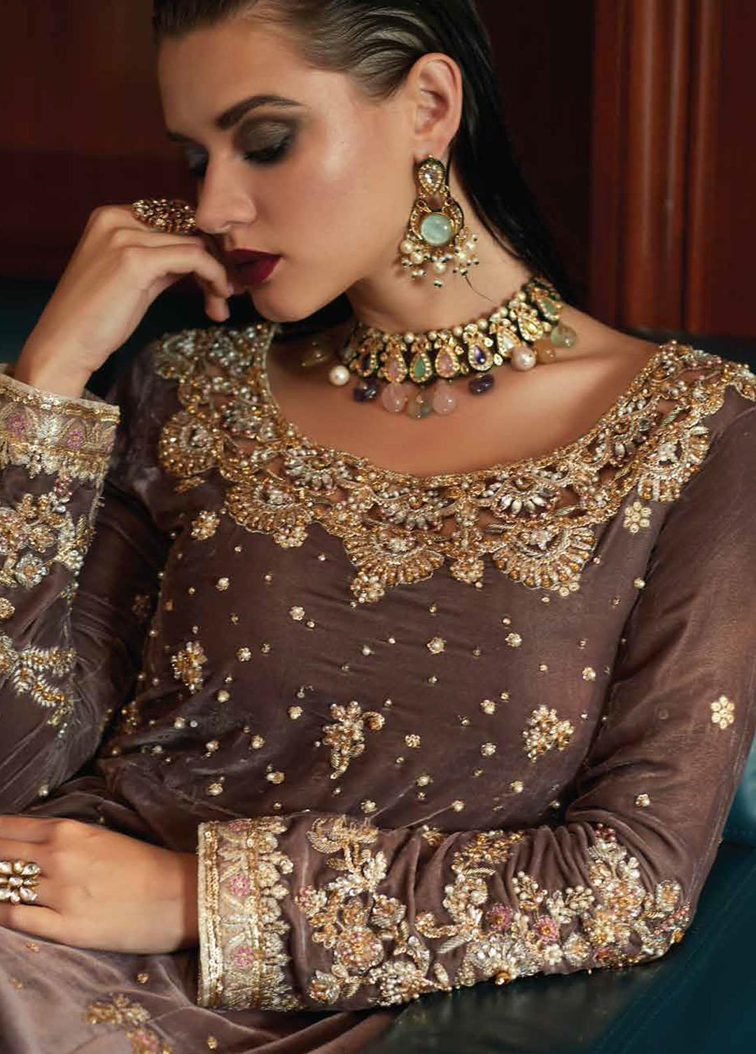 Destiny by Mushq Embroidered Velvet Suits Unstitched 3 Piece MQ22D MV22-05 Elysium - Luxury Collection