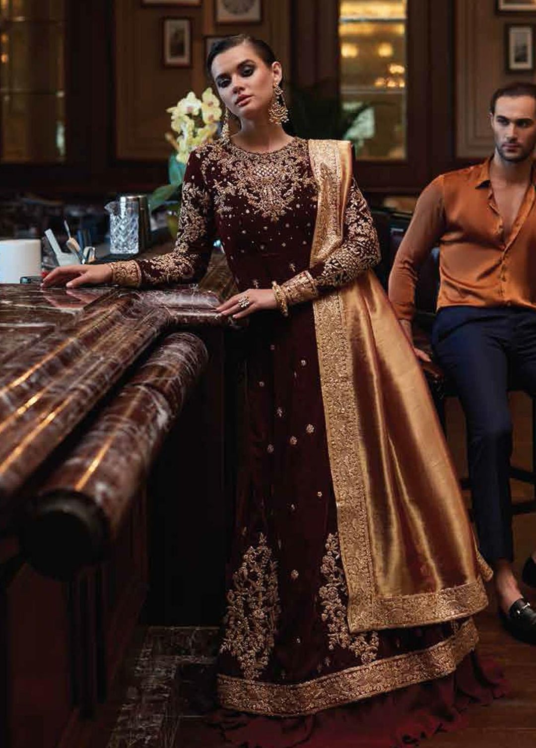 Destiny by Mushq Embroidered Velvet Suits Unstitched 3 Piece MQ22D MV22-08 Utopia - Luxury Collection