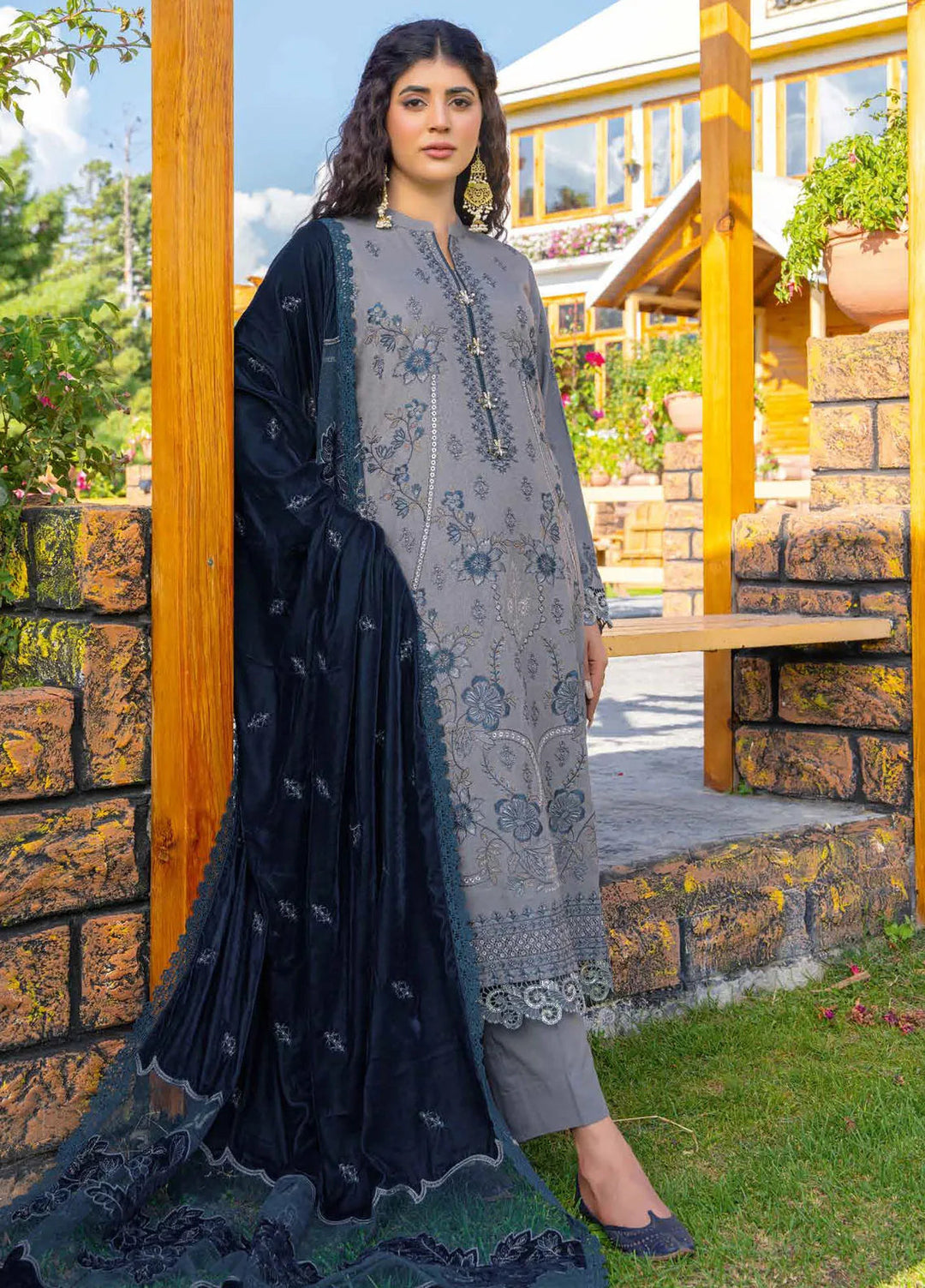 Destiny By Riaz Arts Embroidered Wool Suit Unstitched 3 Piece RA24DU D-01 - Winter Collection