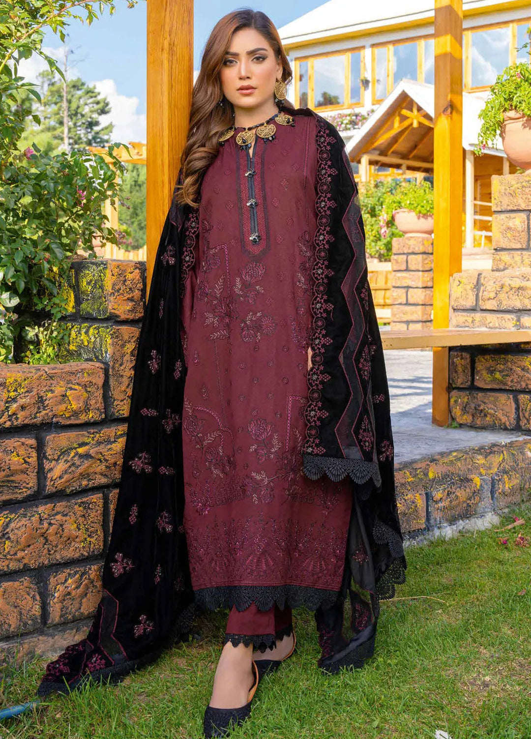 Destiny By Riaz Arts Embroidered Wool Suit Unstitched 3 Piece RA24DU D-02 - Winter Collection