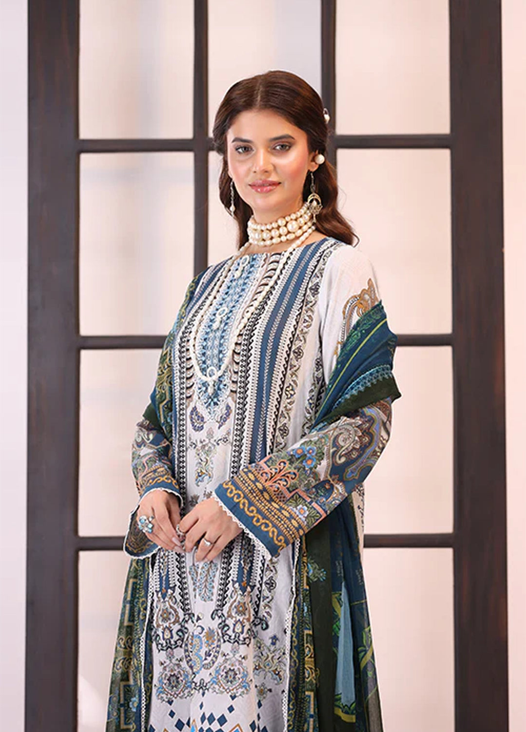 La Elise Women Unstitched Embroidered Lawn 3 Piece Suit 0001205 Kaia - Festive Collection