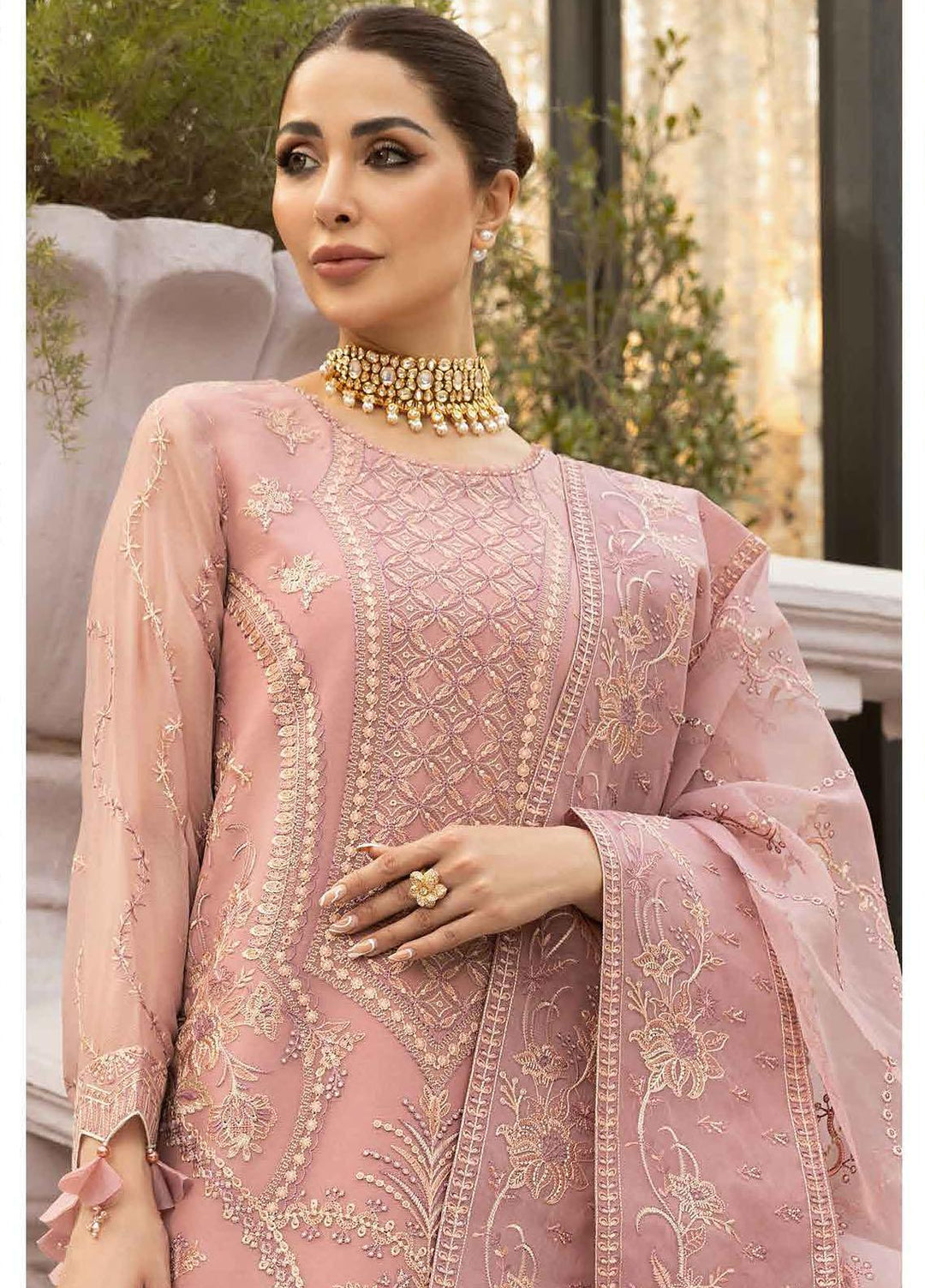 Dhaagay By Alizeh Fashion Embroidered Chiffon Suits Unstitched 3 Piece AFB23D 02 Abir - Formal Collection