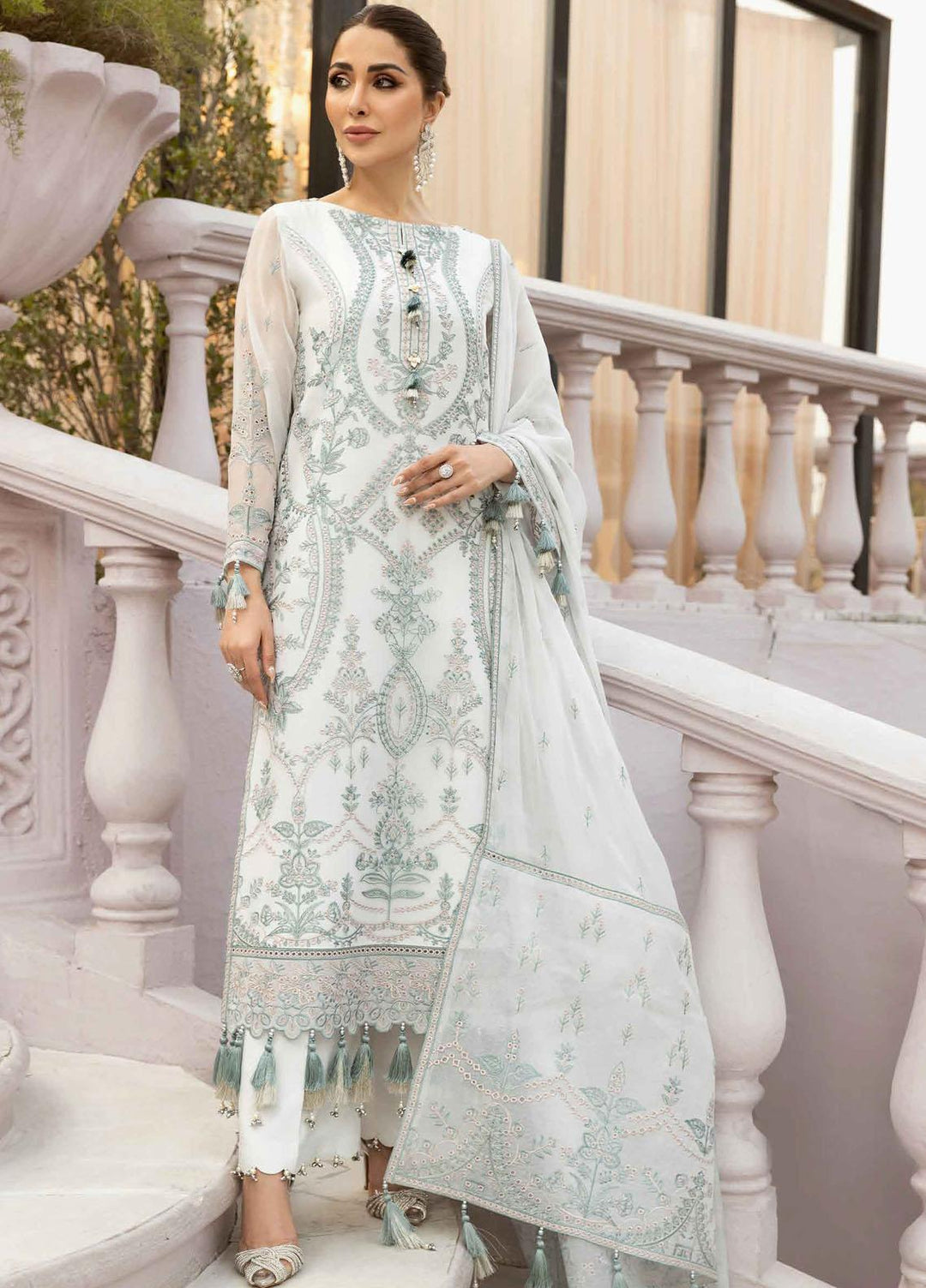 Dhaagay By Alizeh Fashion Embroidered Chiffon Suits Unstitched 3 Piece AFB23D 05 Ayzal - Formal Collection