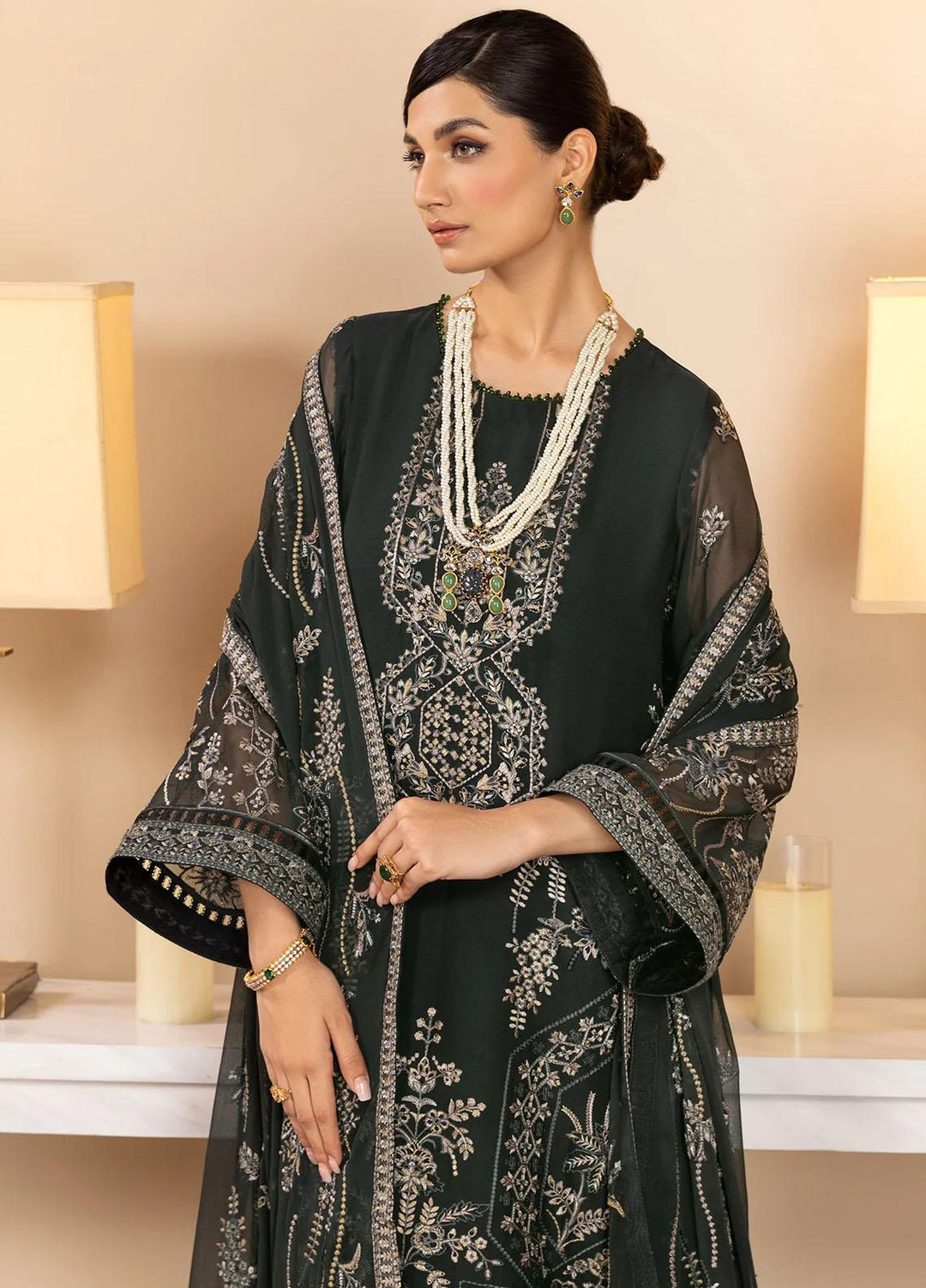 Dhaagay By Alizeh Fashion Embroidered Chiffon Suits Unstitched 3 Piece AFB23D-V2 D-02 Anisa - Formal Collection
