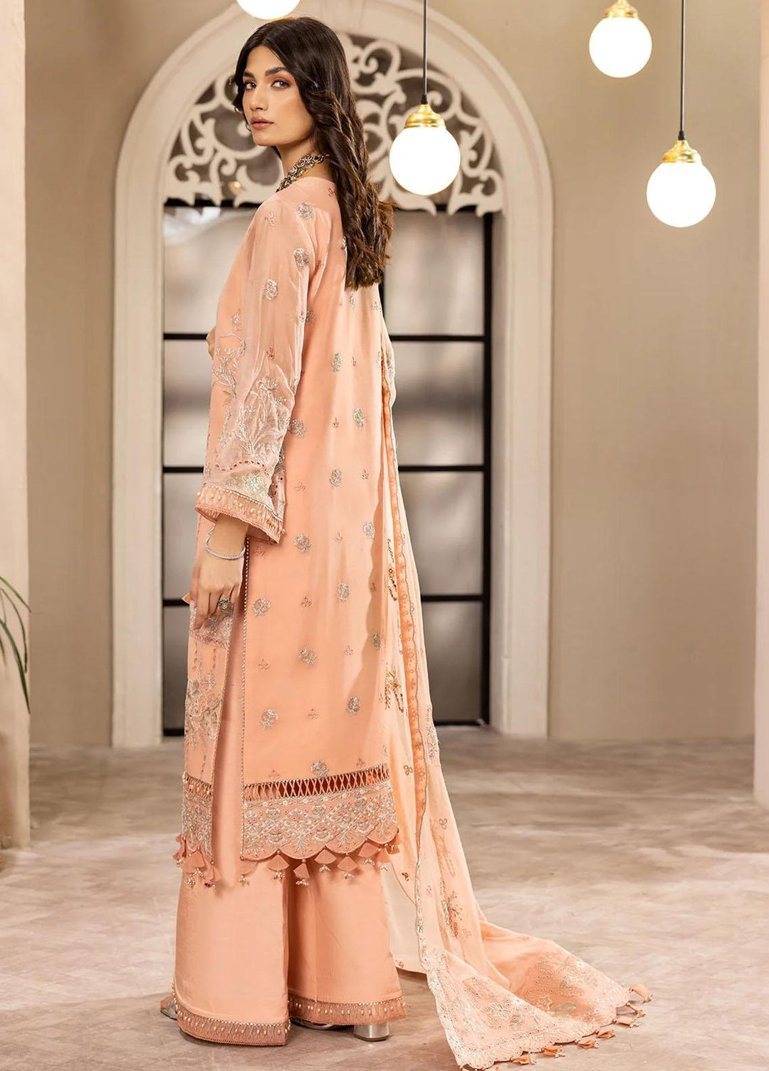 Dhaagay By Alizeh Fashion Embroidered Chiffon Suits Unstitched 3 Piece AFB23D-V2 D-03 Aansha - Formal Collection