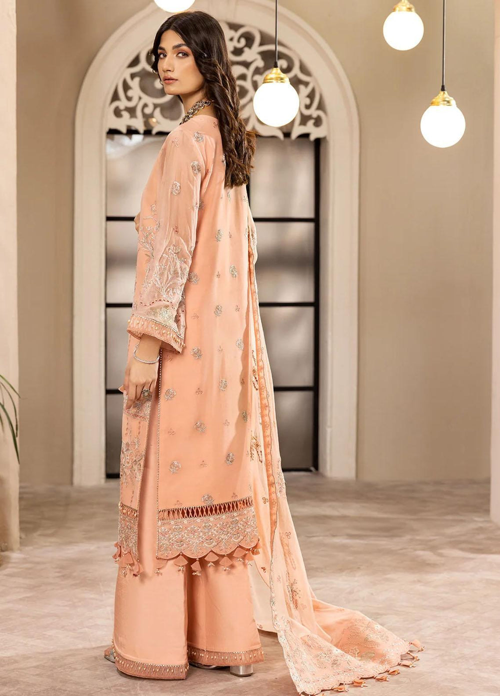 Dhaagay By Alizeh Fashion Embroidered Chiffon Suits Unstitched 3 Piece AFB23D-V2 D-03 Aansha - Formal Collection