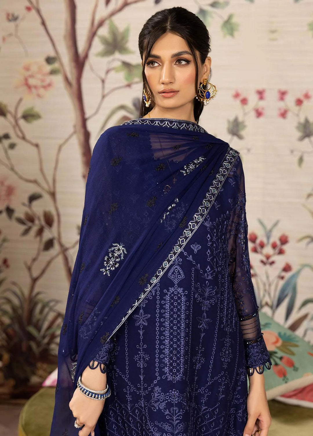 Dhaagay By Alizeh Fashion Embroidered Chiffon Suits Unstitched 3 Piece AFB23D-V2 D-04 Sibel - Formal Collection