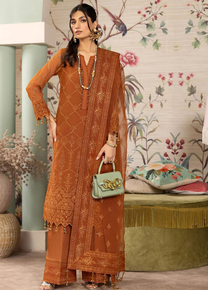 Dhaagay By Alizeh Fashion Embroidered Chiffon Suits Unstitched 3 Piece AFB23D-V2 D-05 Larisa - Formal Collection
