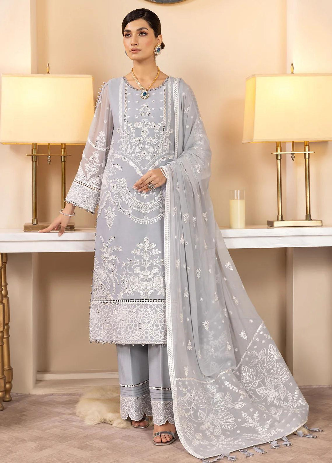 Dhaagay By Alizeh Fashion Embroidered Chiffon Suits Unstitched 3 Piece AFB23D-V2 D-06 Kiral - Formal Collection