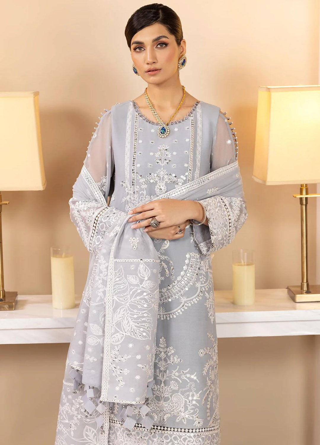 Dhaagay By Alizeh Fashion Embroidered Chiffon Suits Unstitched 3 Piece AFB23D-V2 D-06 Kiral - Formal Collection