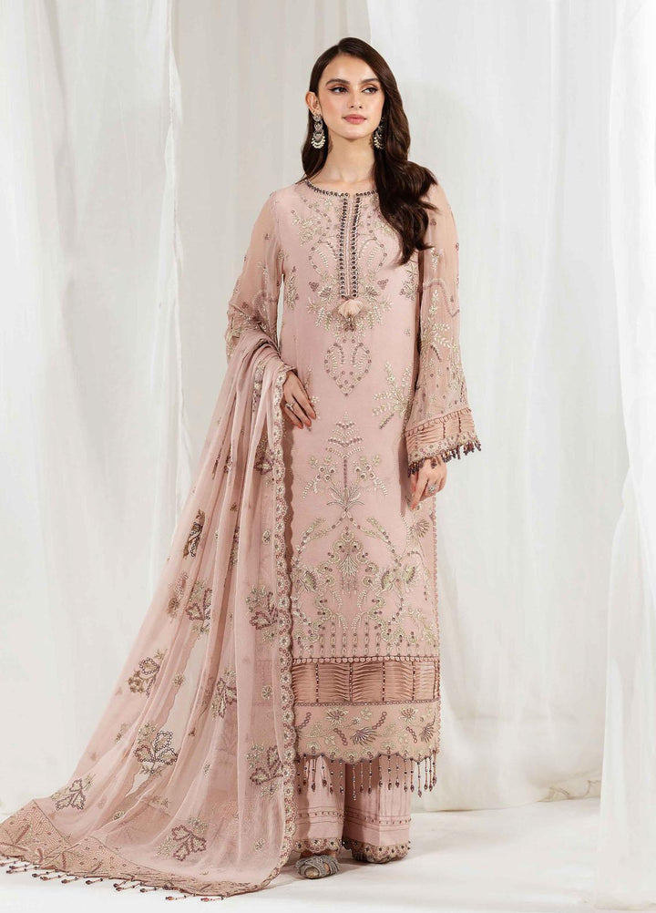 Dhaagay By Alizeh Fashion Embroidered Chiffon Suits Unstitched 3 Piece AFB23-D3 01 Akash - Formal Collection