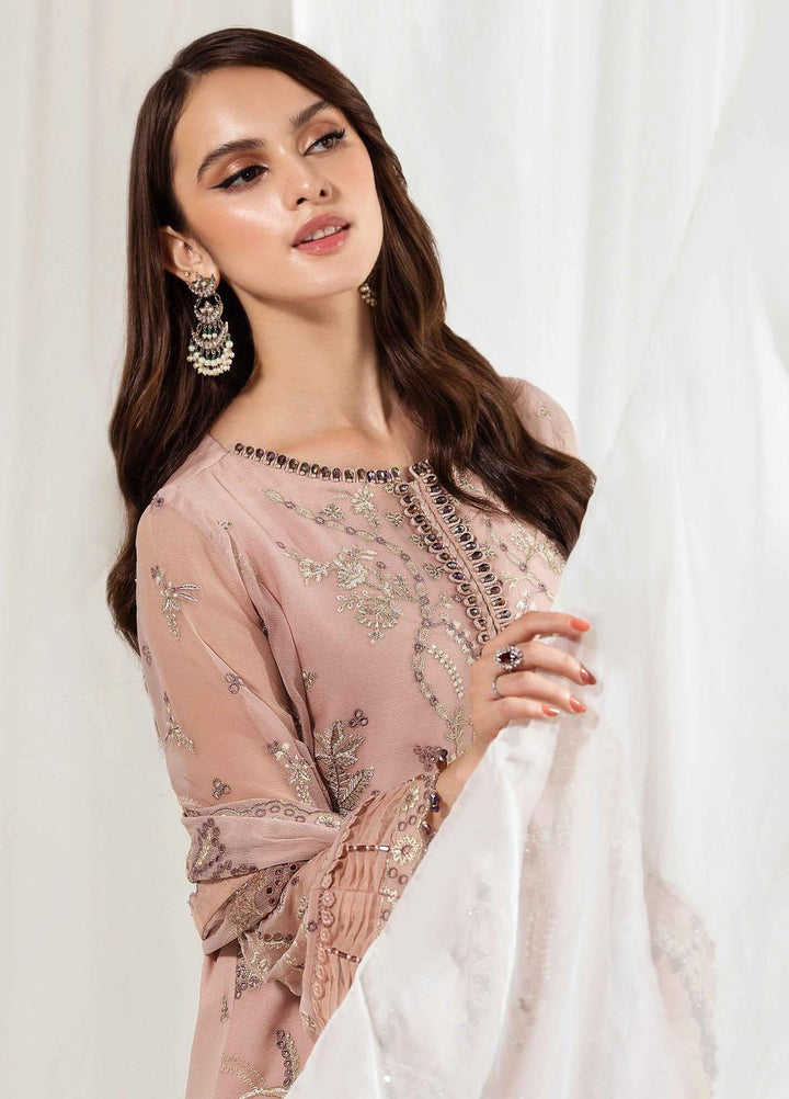 Dhaagay By Alizeh Fashion Embroidered Chiffon Suits Unstitched 3 Piece AFB23-D3 01 Akash - Formal Collection