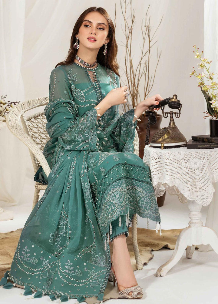 Dhaagay By Alizeh Fashion Embroidered Chiffon Suits Unstitched 3 Piece AFB23-D3 02 Meshki - Formal Collection
