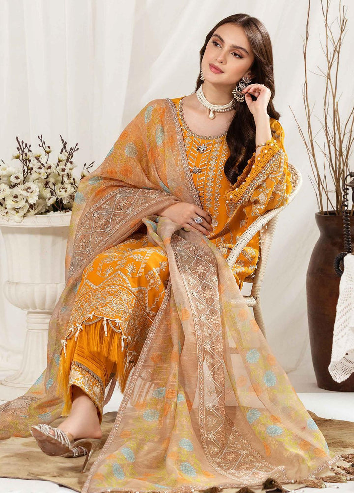 Dhaagay By Alizeh Fashion Embroidered Chiffon Suits Unstitched 3 Piece AFB23-D3 04 Zayur - Formal Collection