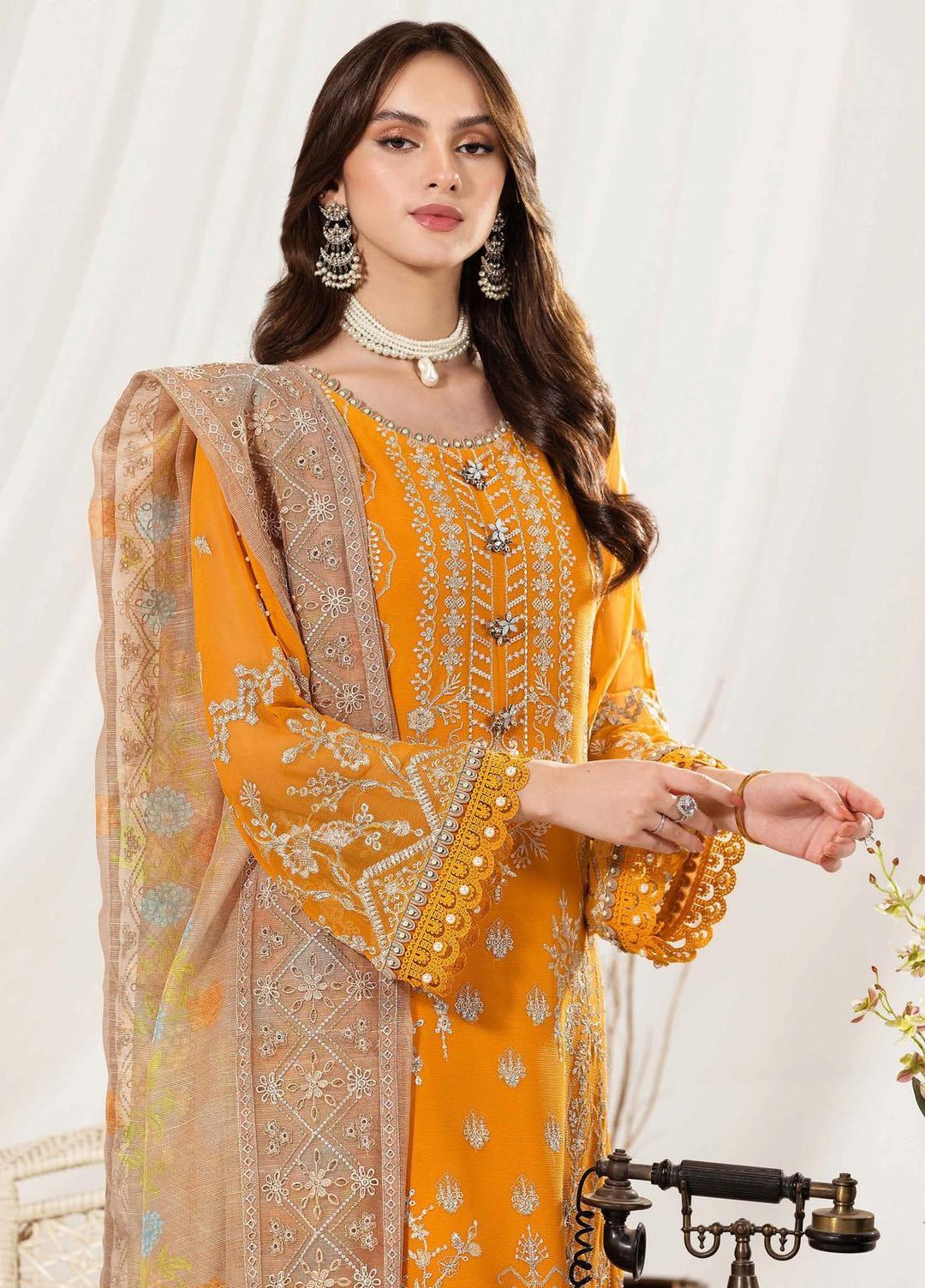 Dhaagay By Alizeh Fashion Embroidered Chiffon Suits Unstitched 3 Piece AFB23-D3 04 Zayur - Formal Collection