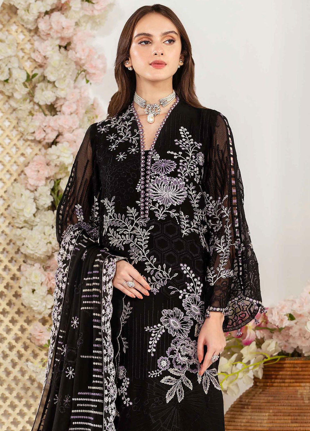 Dhaagay By Alizeh Fashion Embroidered Chiffon Suits Unstitched 3 Piece AFB23-D3 05 Arisha - Formal Collection