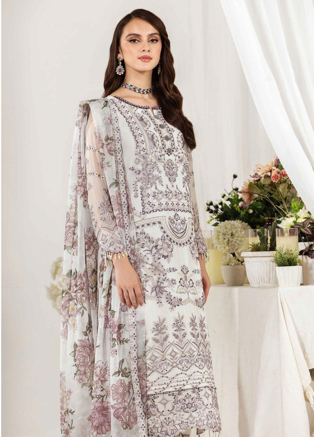 Dhaagay By Alizeh Fashion Embroidered Chiffon Suits Unstitched 3 Piece AFB23-D3 06 Apsara - Formal Collection