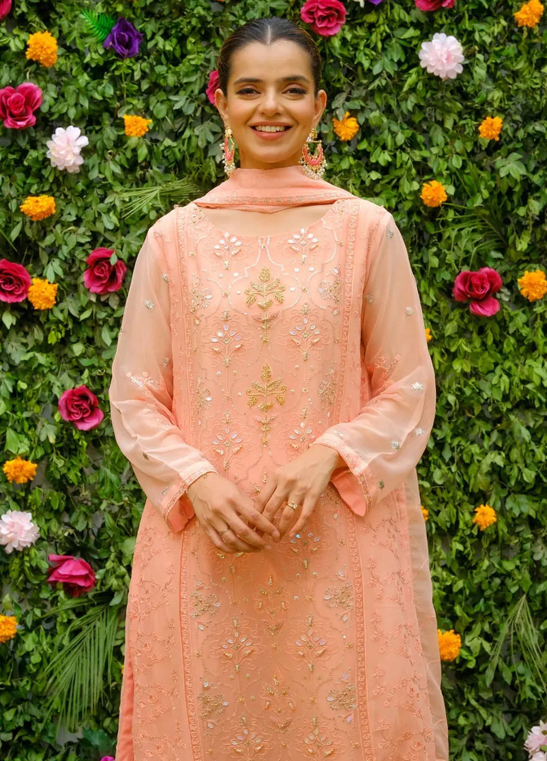 Dhaga Pret Embroidered Chiffon 3 Piece Suit Aaina
