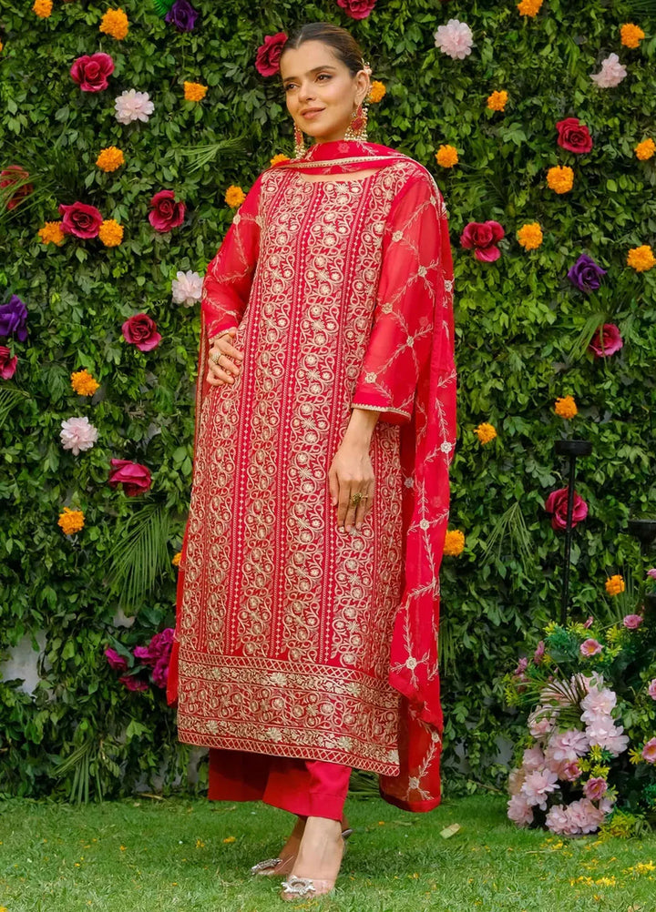 Dhaga Pret Embroidered Chiffon 3 Piece Suit Gulaab