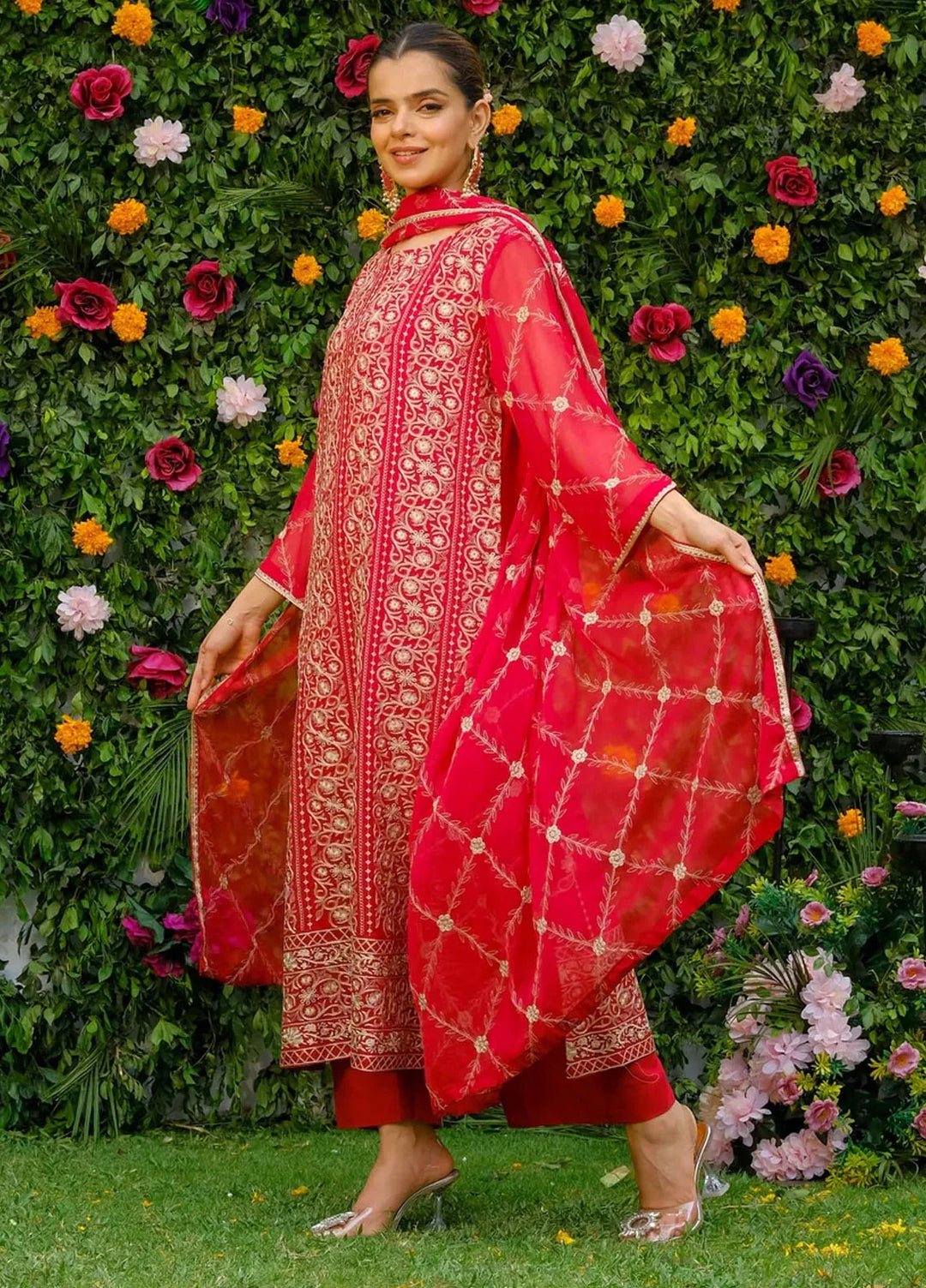 Dhaga Pret Embroidered Chiffon 3 Piece Suit Gulaab