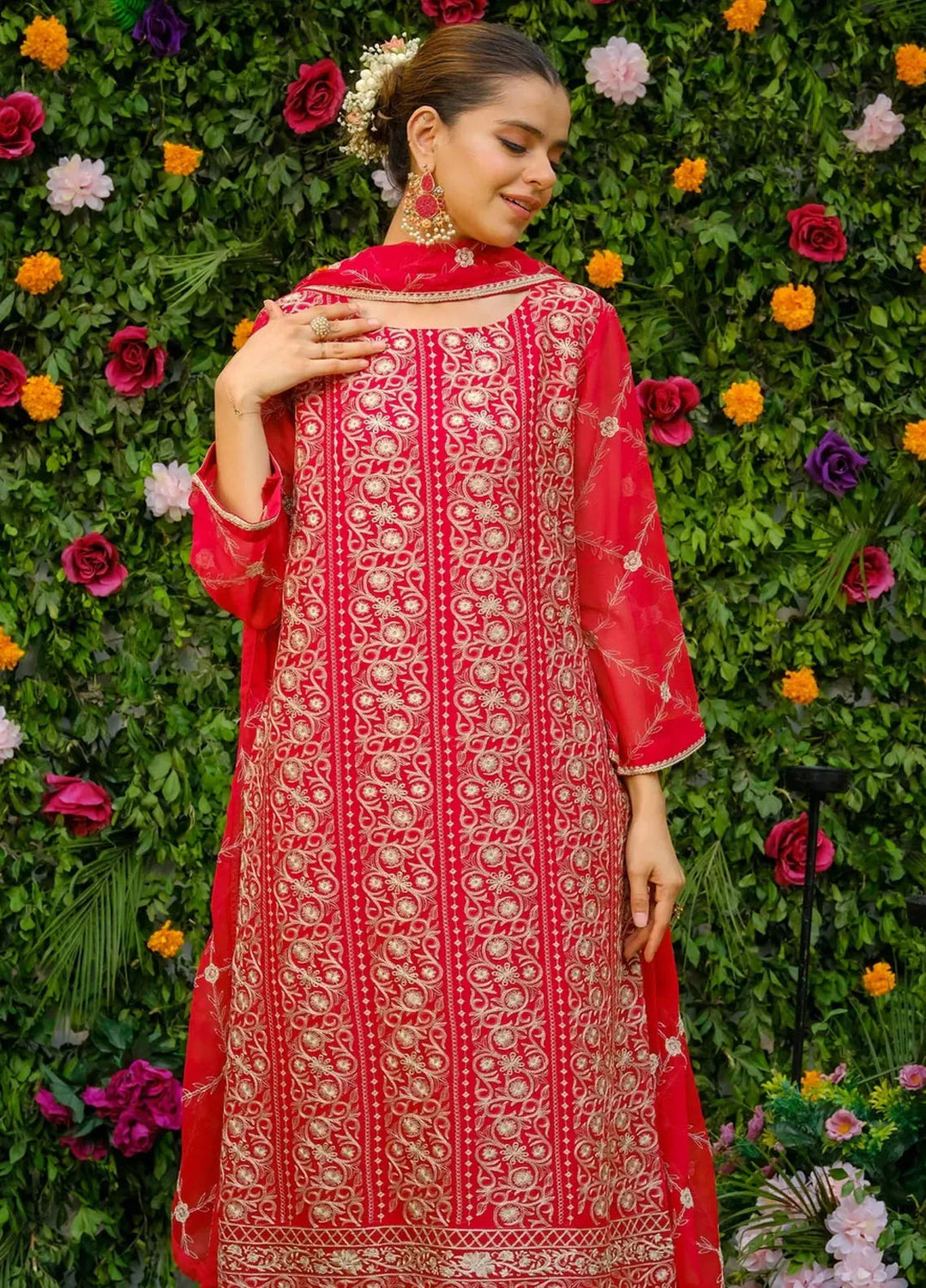 Dhaga Pret Embroidered Chiffon 3 Piece Suit Gulaab