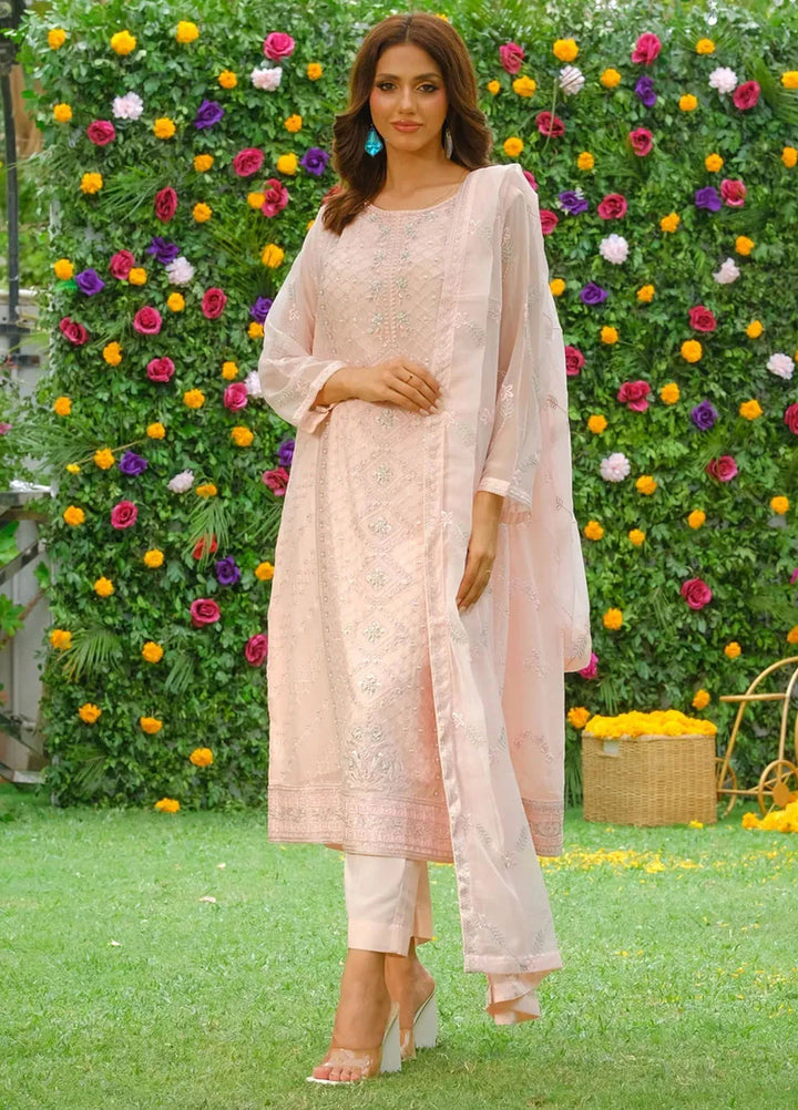 Dhaga Pret Embroidered Chiffon 3 Piece Suit Pearl