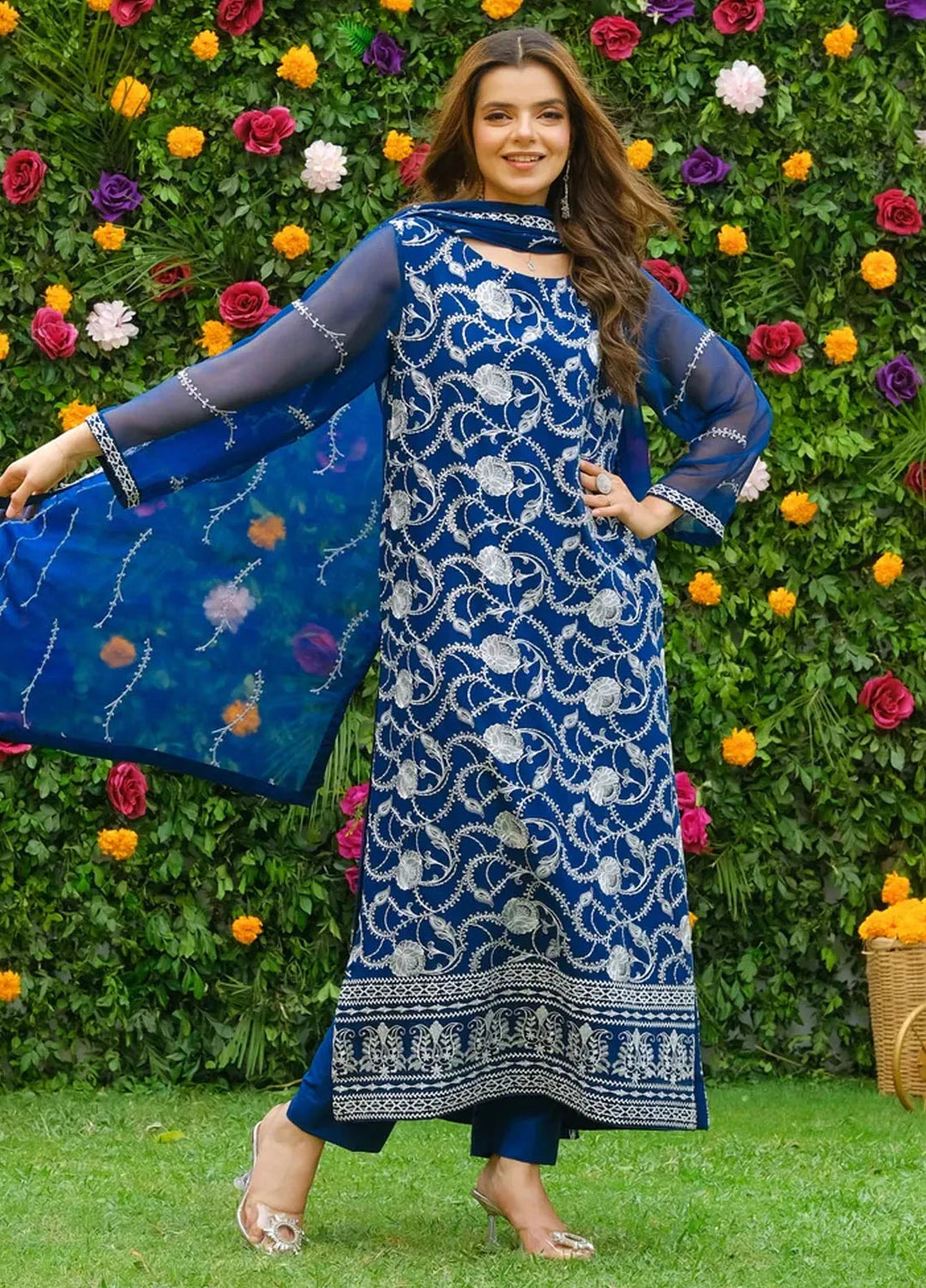 Dhaga Pret Embroidered Chiffon 3 Piece Suit Seher