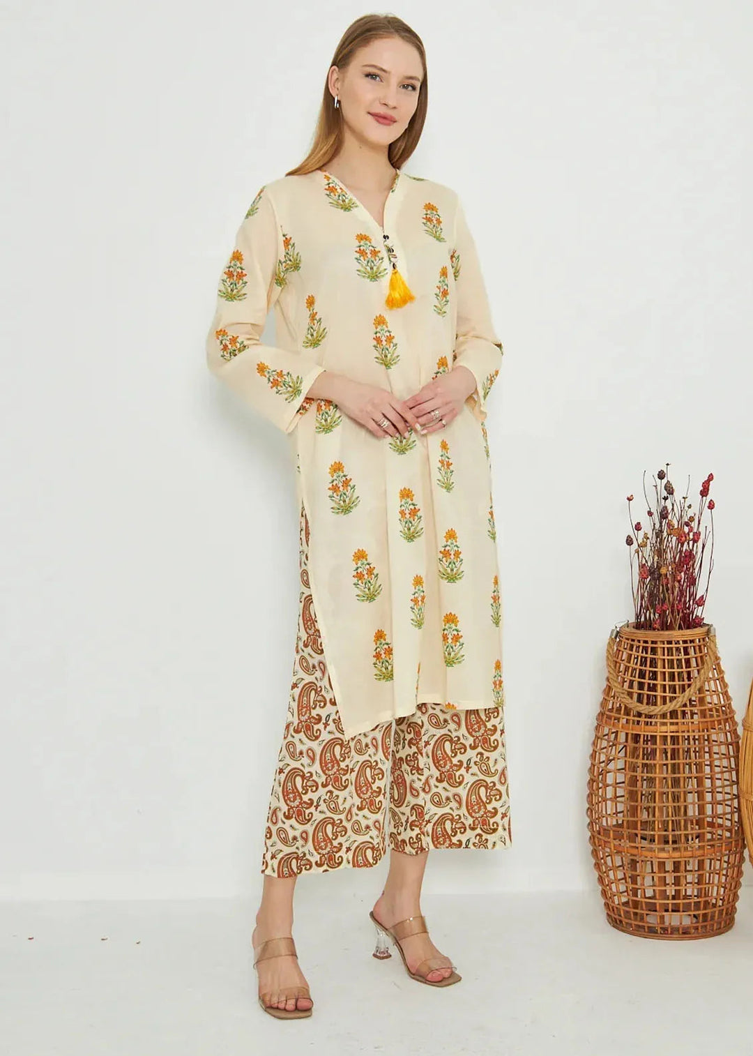Dhaga Pret Printed Cambric 2 Piece Suit Matching Separate 0035