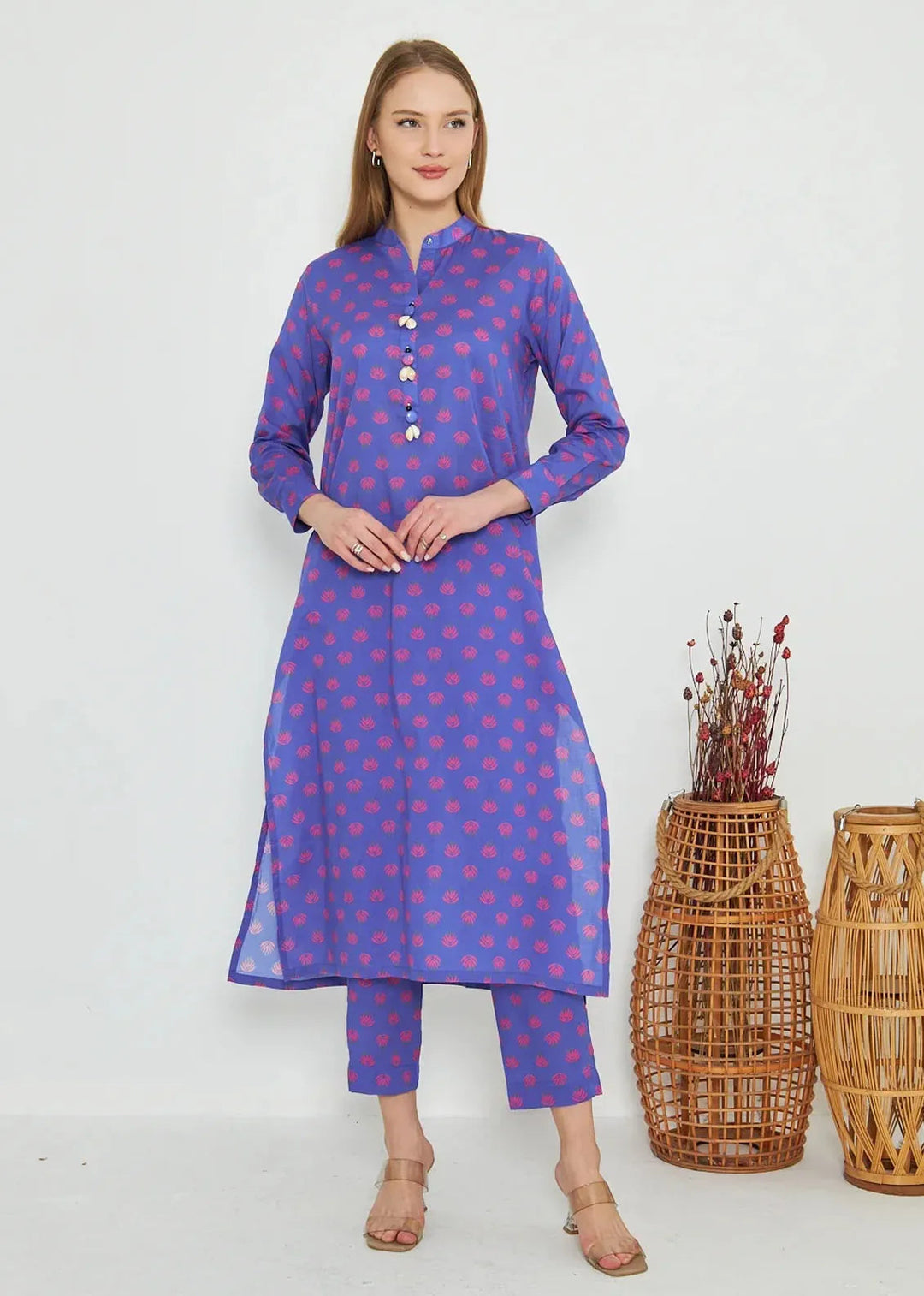 Dhaga Pret Printed Cambric 2 Piece Suit Matching Separate 0037