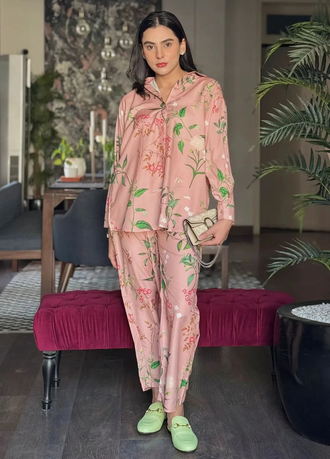 Dhaga Pret Printed Crepe 2 Piece Suit Blush