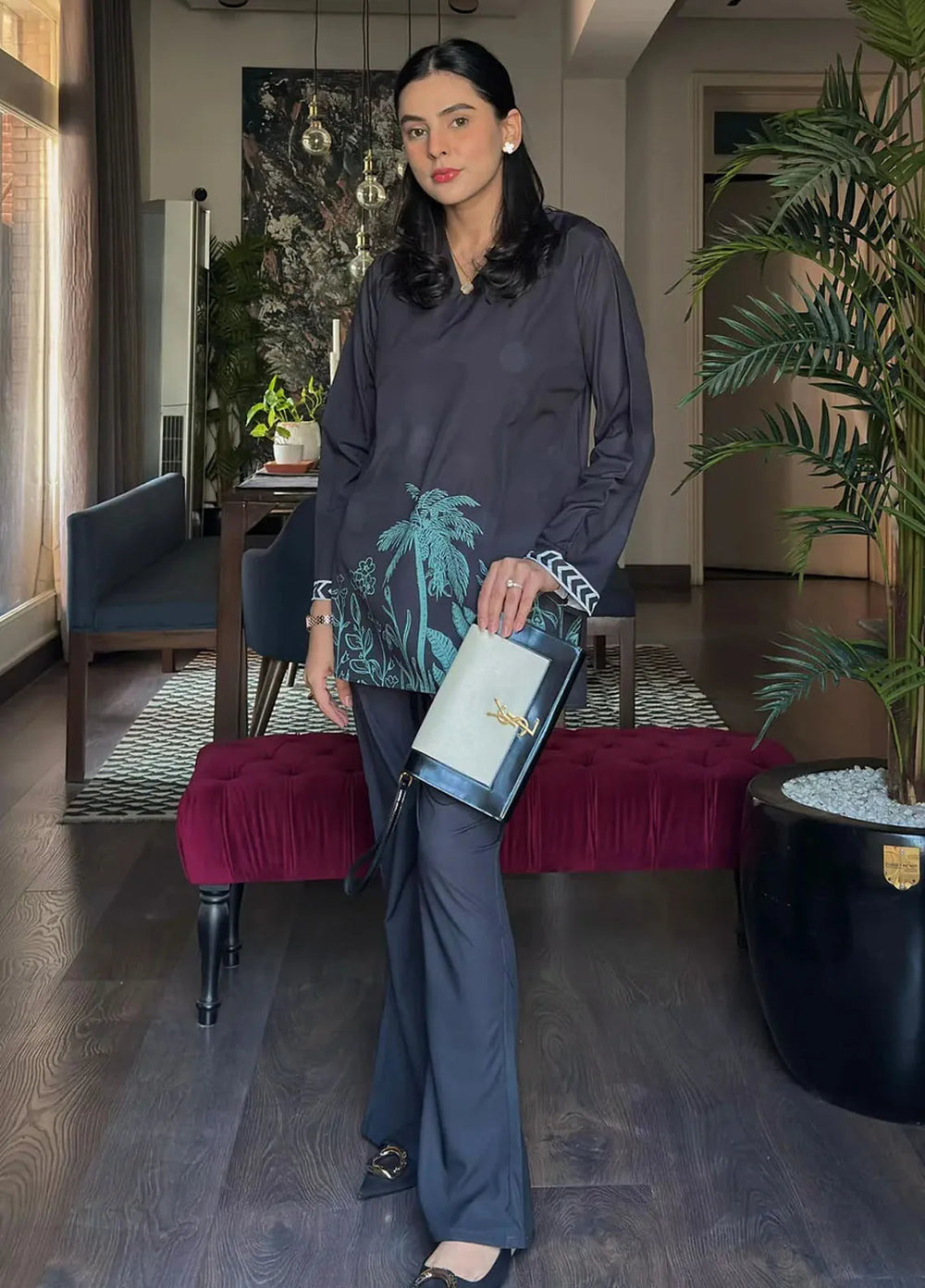 Dhaga Pret Printed Crepe 2 Piece Suit Bosky