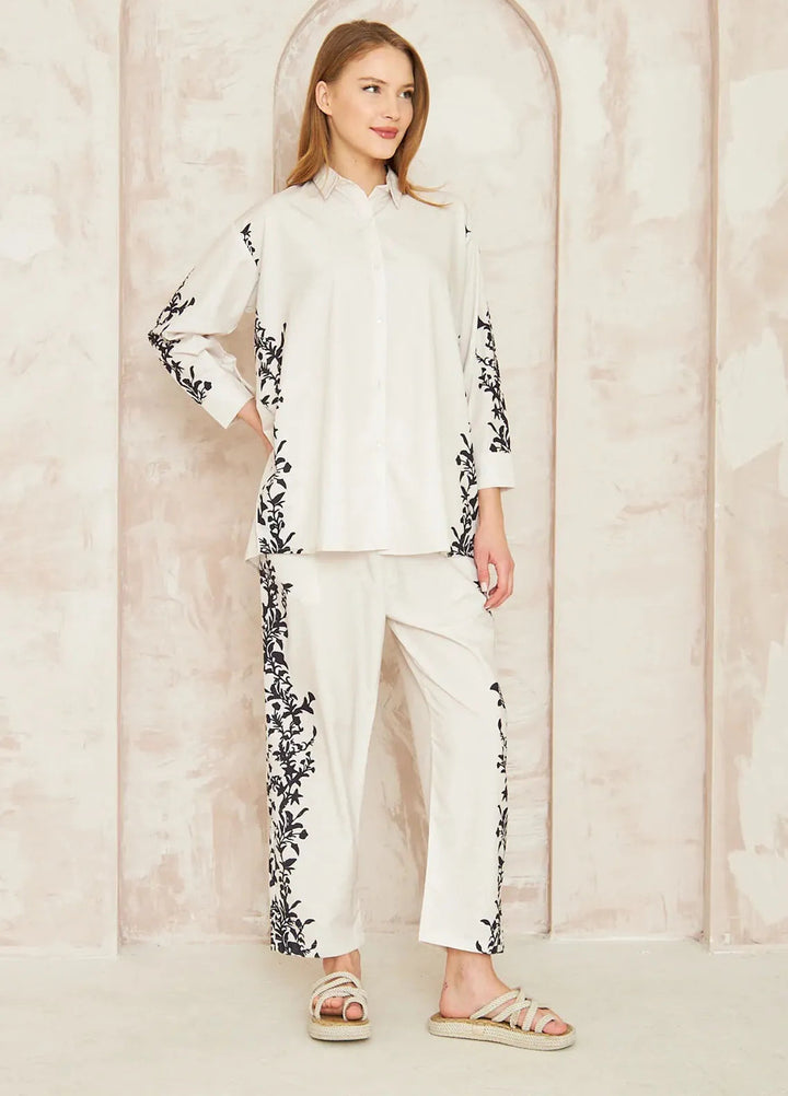 Dhaga Pret Printed Crepe 2 Piece Suit Sepia