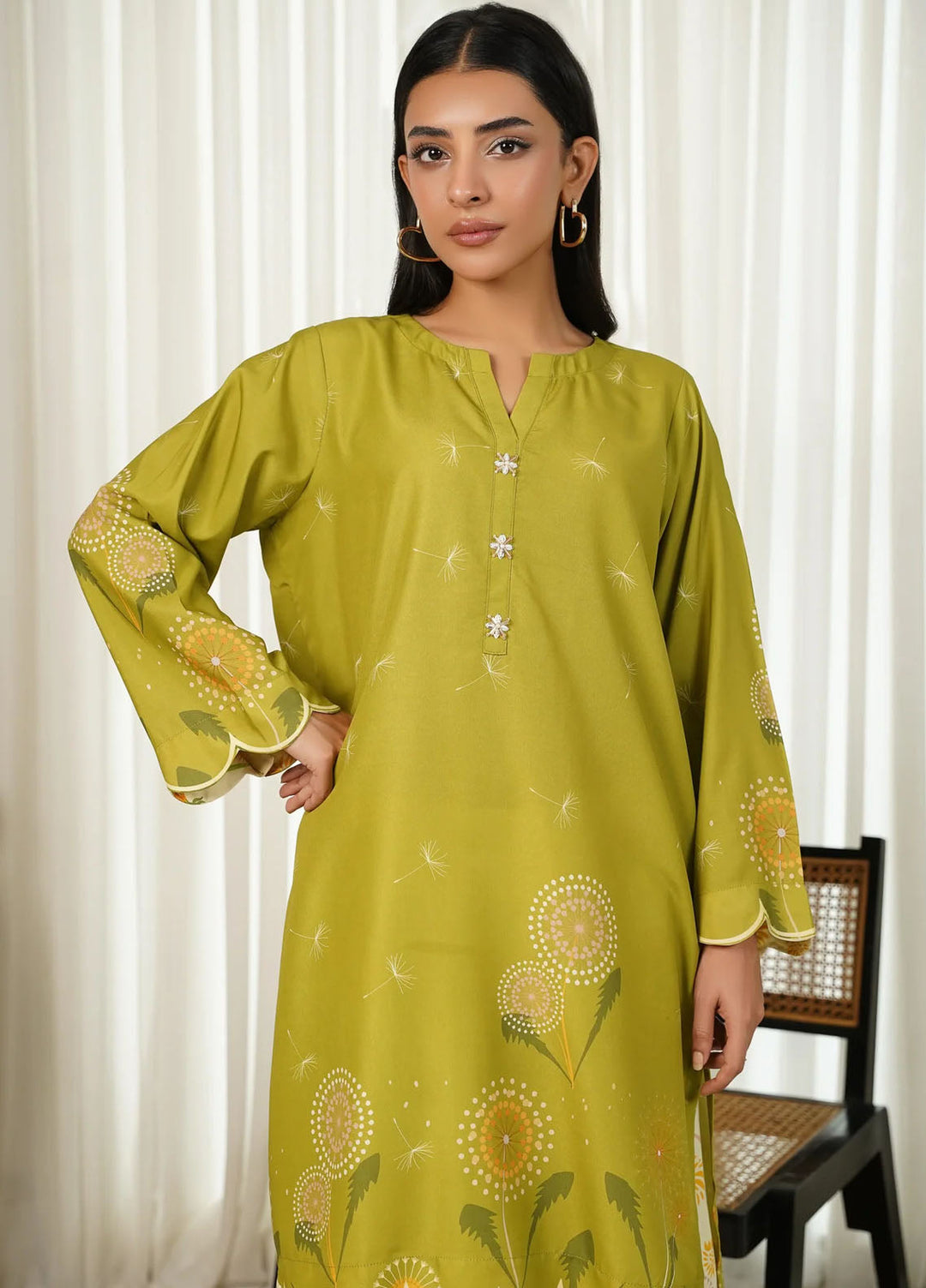 Dhaga Pret Printed Poly Cambric 2 Piece Suit Juniper