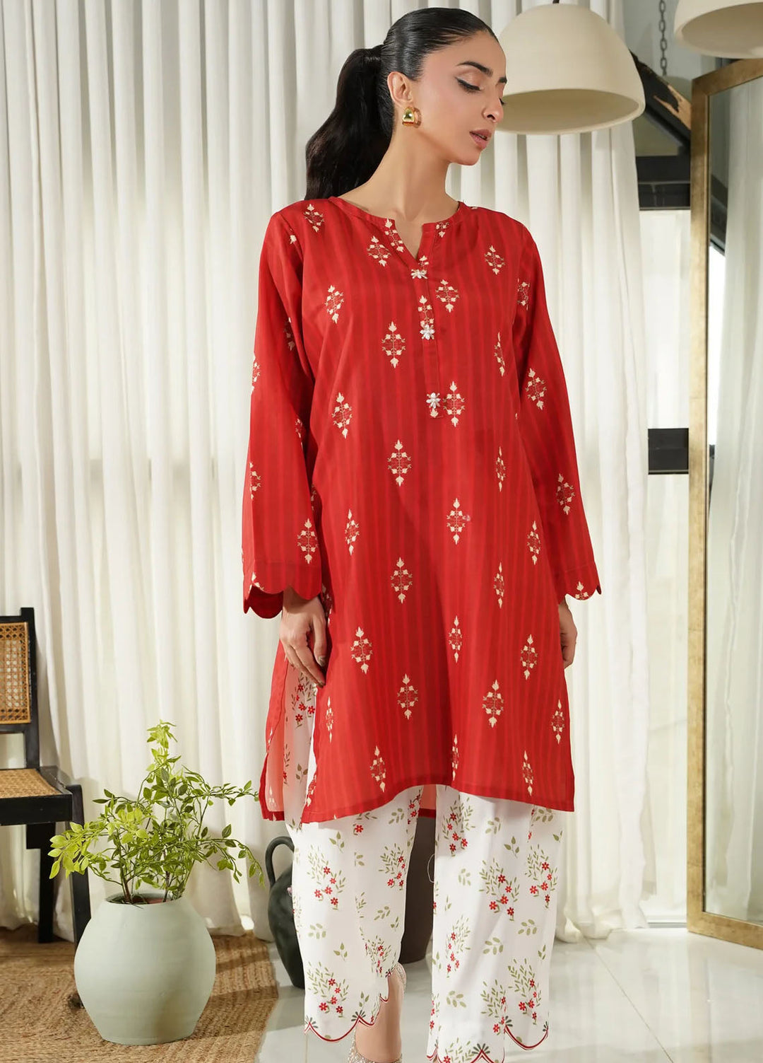 Dhaga Pret Printed Poly Cambric 2 Piece Suit Sienna