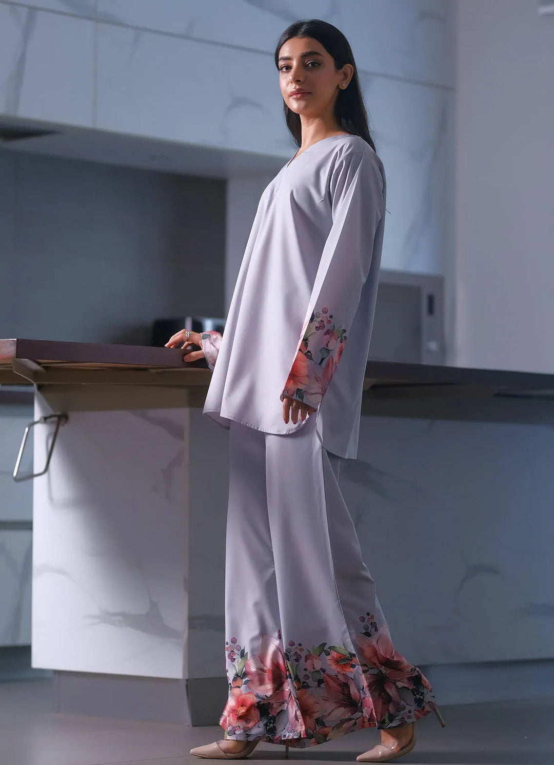 Dhaga Pret Printed Soft Crepe 2 Piece Sky serenity