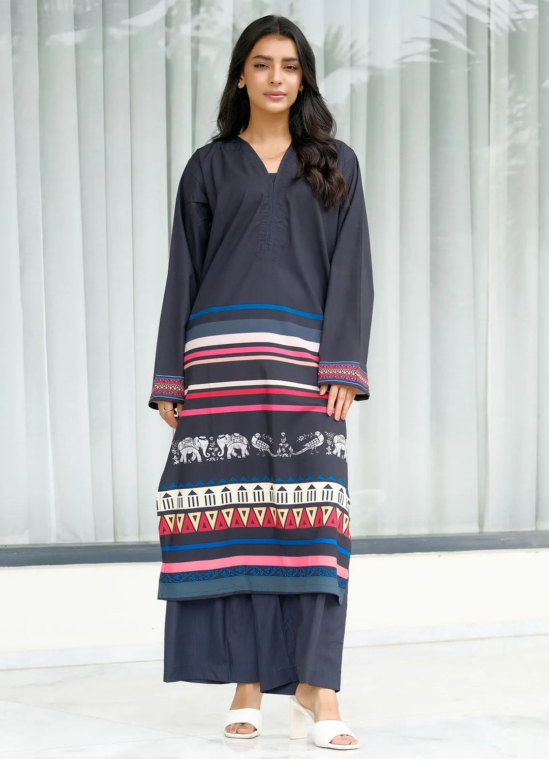 Dhaga Pret Printed Soft Crepe 2 Piece Titan