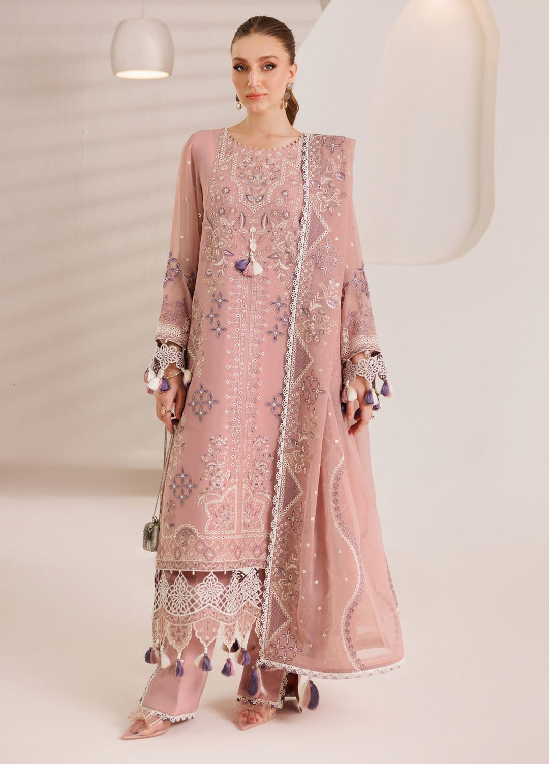 Dhagaay by Alizeh Fashion Embroidered Chiffon Suits Unstitched 3 Piece AFB25DF D-04 Aabia - Festive Collection