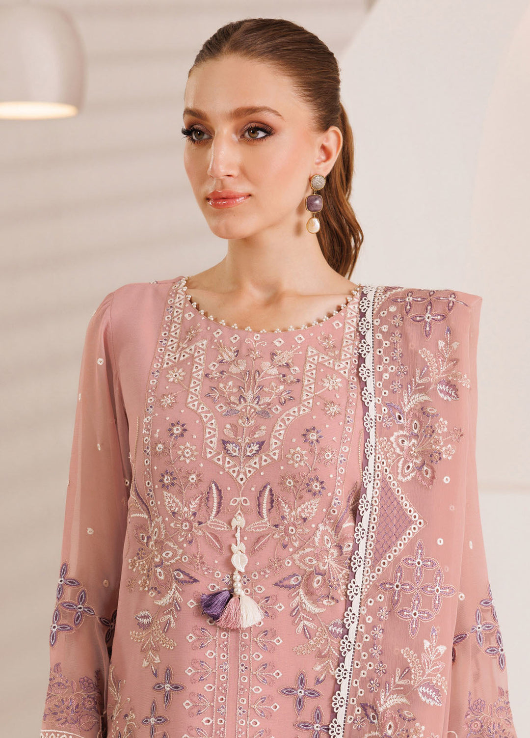 Dhagaay by Alizeh Fashion Embroidered Chiffon Suits Unstitched 3 Piece AFB25DF D-04 Aabia - Festive Collection