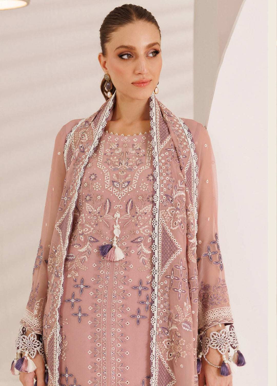 Dhagaay by Alizeh Fashion Embroidered Chiffon Suits Unstitched 3 Piece AFB25DF D-04 Aabia - Festive Collection