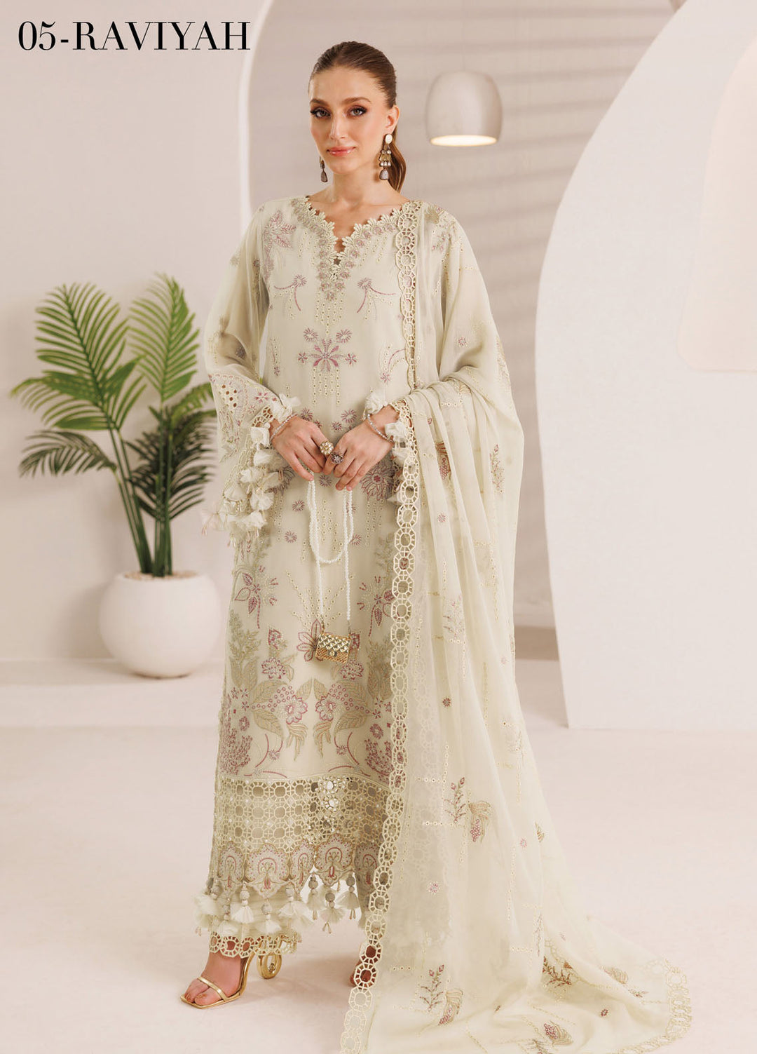 Dhagaay by Alizeh Fashion Embroidered Chiffon Suits Unstitched 3 Piece AFB25DF D-05 Raviyah - Festive Collection