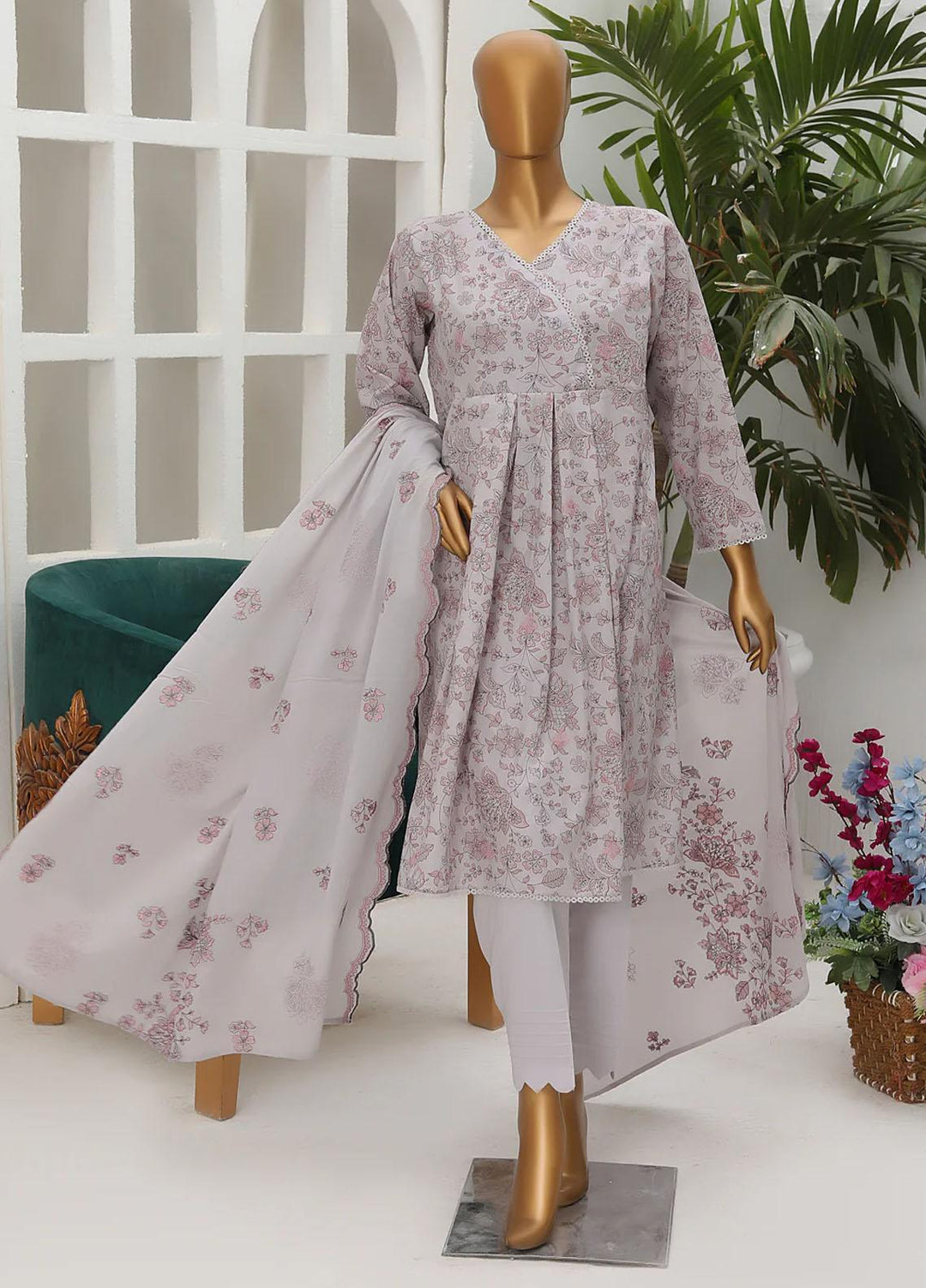 Dhagakari By HZ Textiles Embroidered Cotton Suits Unstitched 3 Piece HZ23DG PDK-44 - Formal Collection