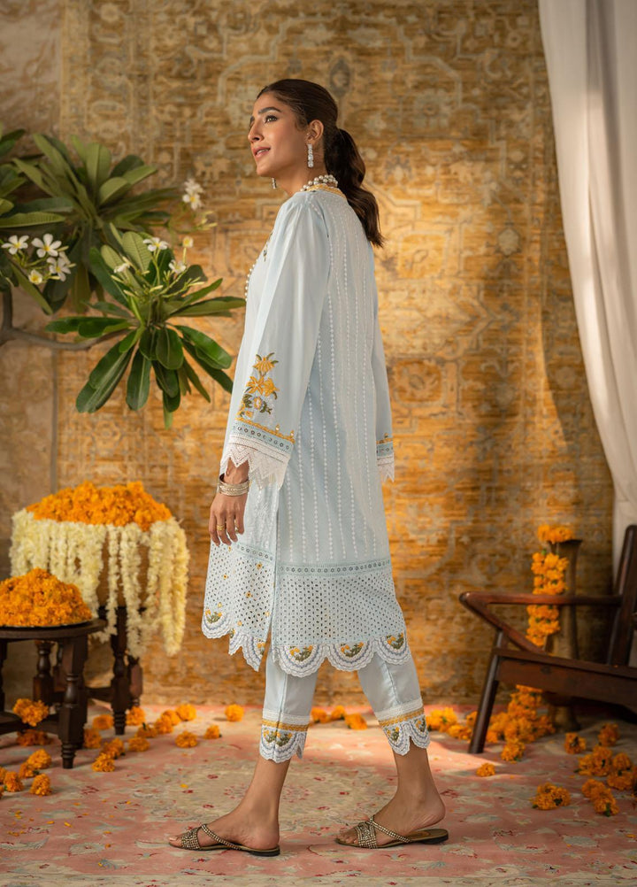 Dhanak Casual Pret Embroidered Cotton 2 Piece Suit DC-2058 SKY BLUE