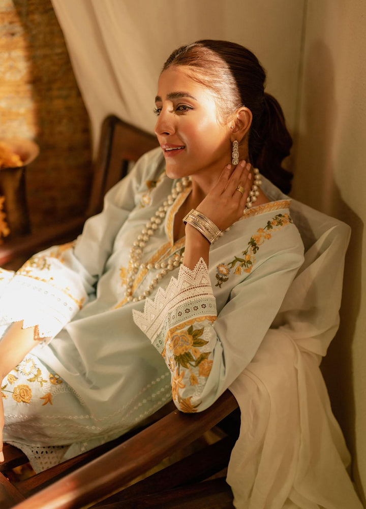 Dhanak Casual Pret Embroidered Cotton 2 Piece Suit DC-2058 SKY BLUE