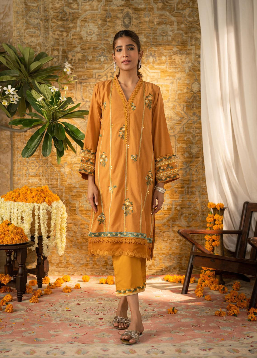 Dhanak Casual Pret Embroidered Cotton 2 Piece Suit DC-2059 MUSTARD