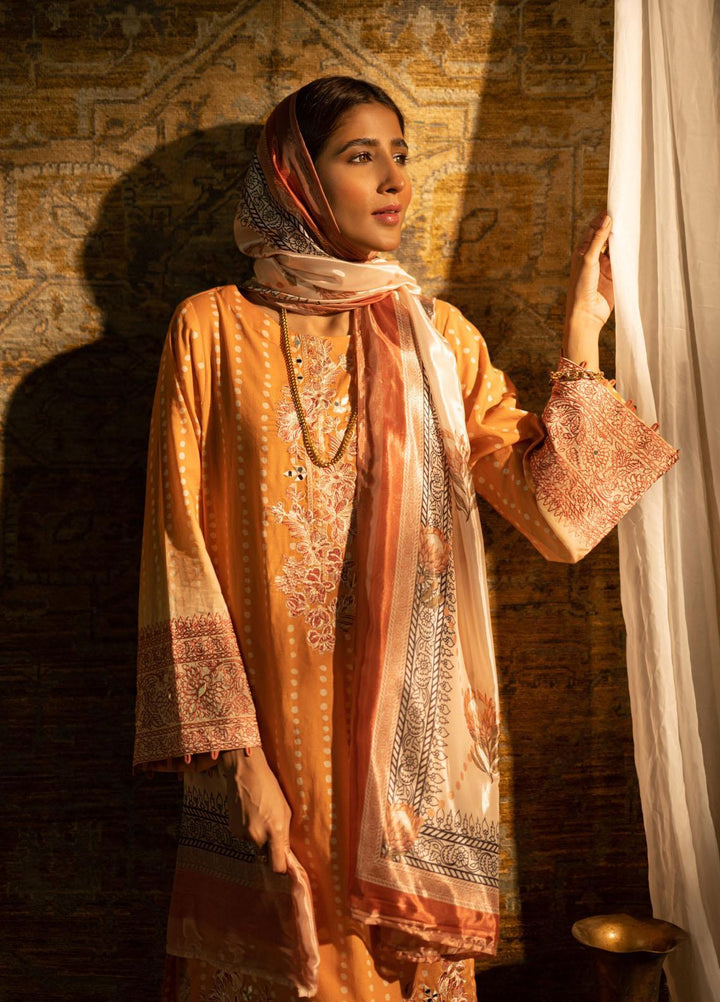 Dhanak Casual Pret Embroidered Cotton 2 Piece Suit DC-2068 ORANGE