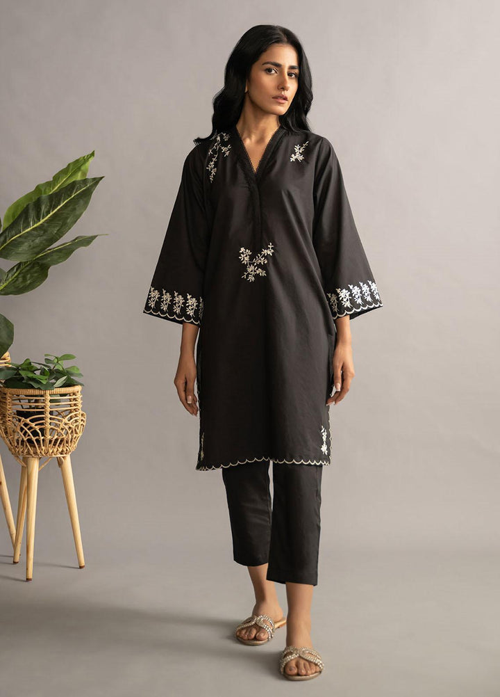 Dhanak Casual Pret Embroidered Lawn Kurti DC-0424 Black