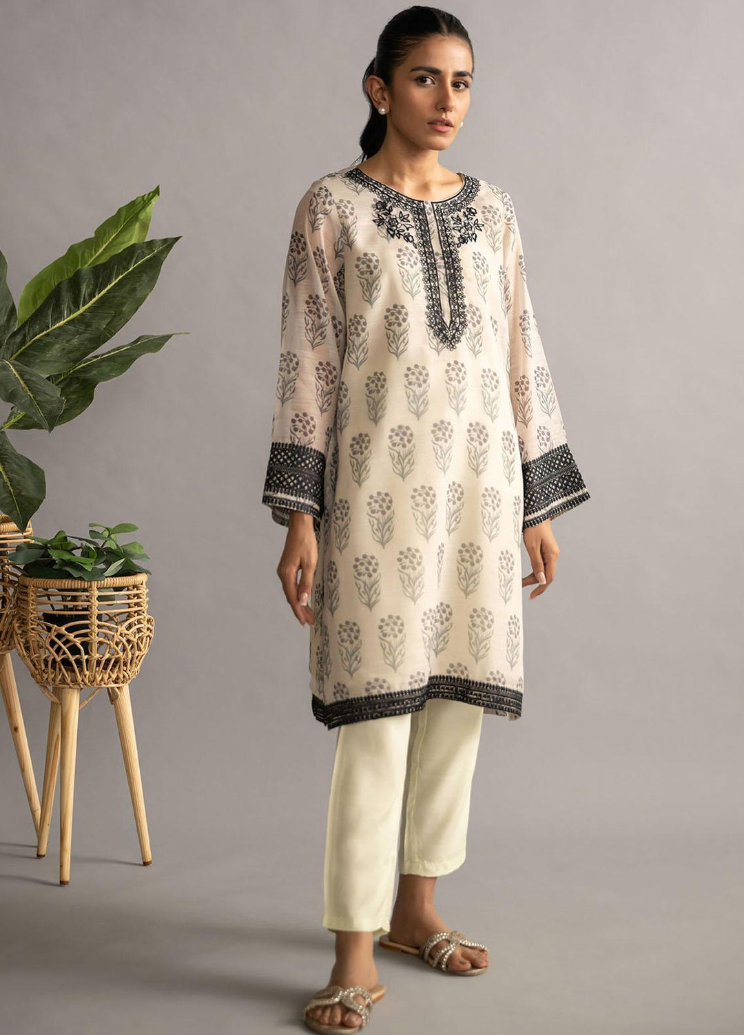 Dhanak Casual Pret Embroidered Munar 2 Piece Suit DC-2076 OFFWHITE