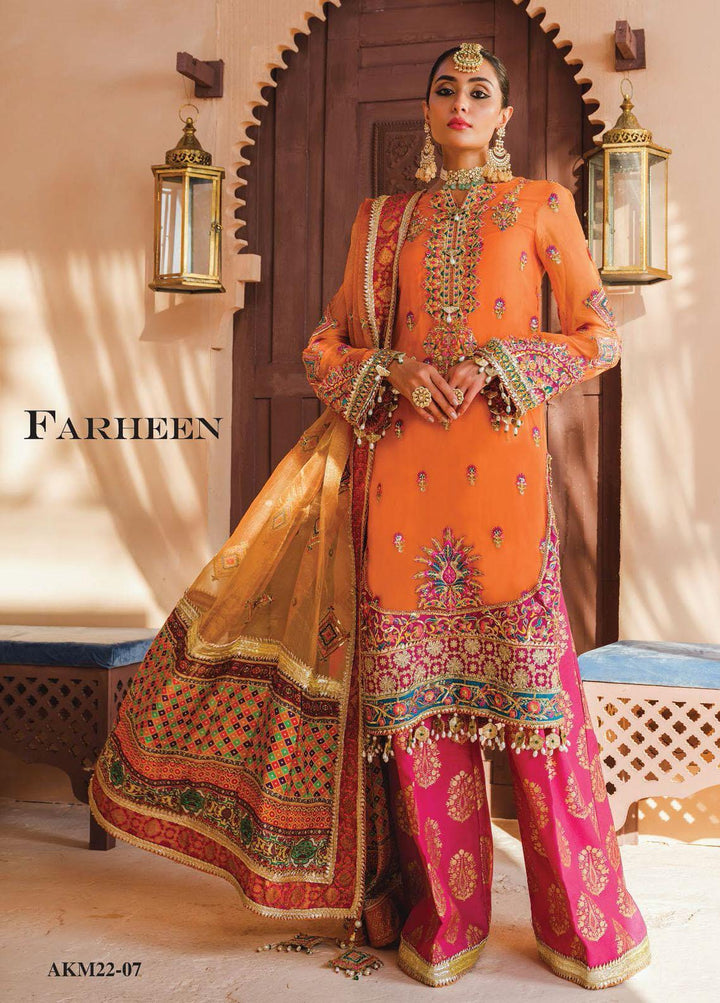Dhanak By Anaya Embroidered Chiffon Suits Unstitched 3 Piece AKC22M AKM22-07 Farheen - Wedding Collection