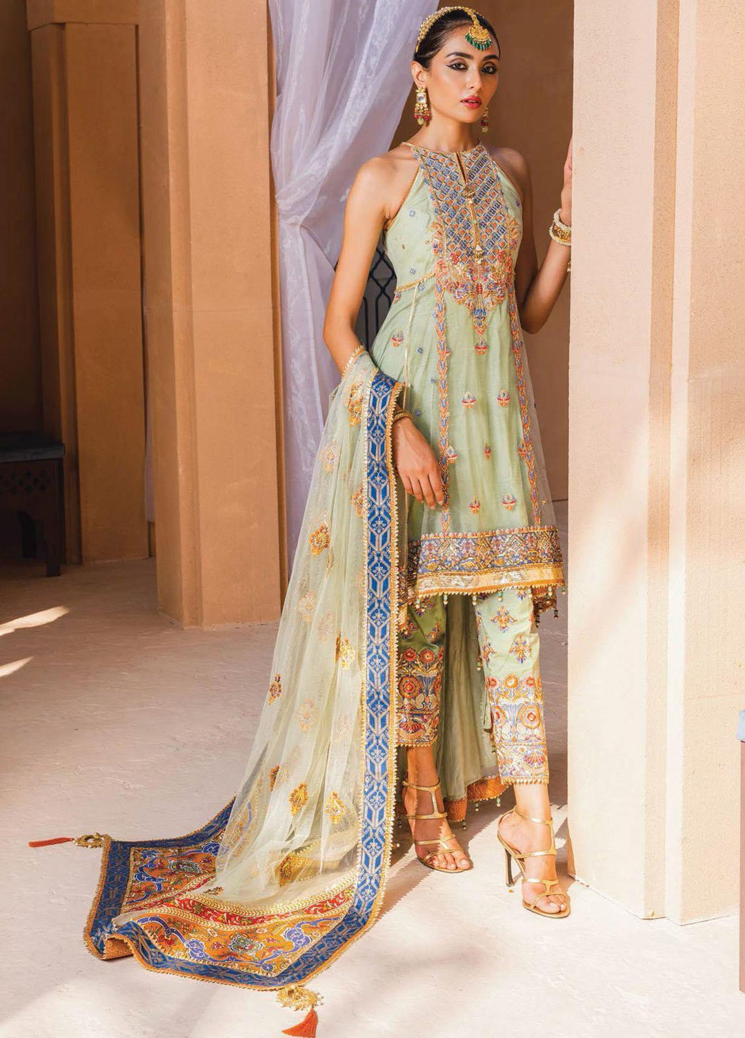 Dhanak By Anaya Embroidered Net Suits Unstitched 3 Piece AKC22M AKM22-08 Maham - Wedding Collection