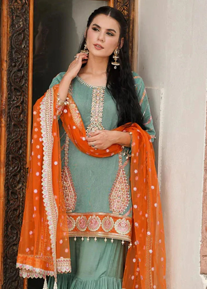 Dhanak By Ayat Pret Embroidered Net 3 Piece Suit Asmani